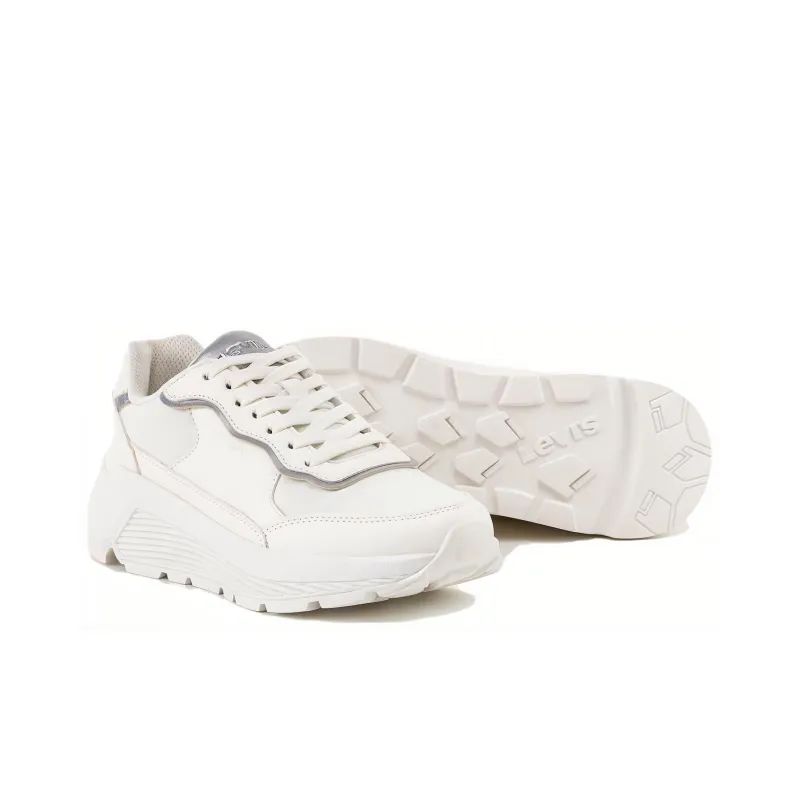 Levi’s Cushioned Slip-Resistant Low-Top Casual Shoes Women's White Silver-3