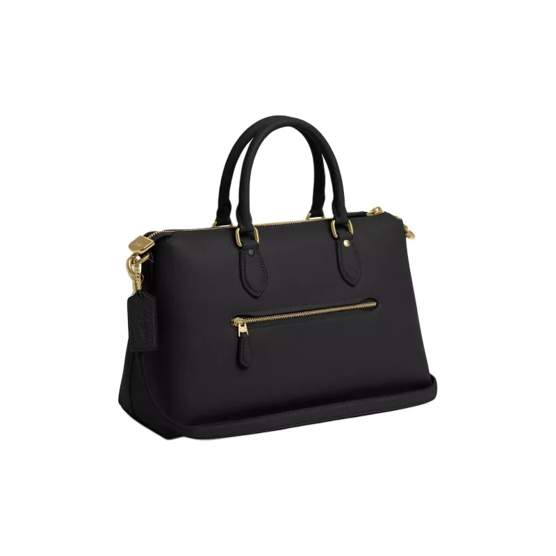 COACH Refined Pebbled Leather Shoulder Bag, Crossbody Bag, Handbag Tubas Women's Gold & Black-1