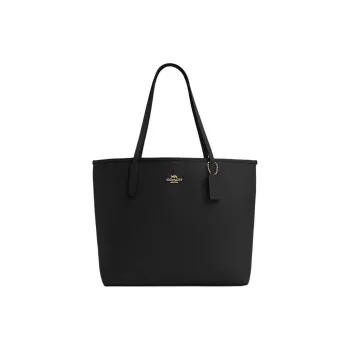 COACH City Leather Tote Bag Shopping Bag Shoulder Bag Handbag Large Size Women's Black