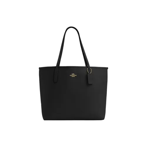 COACH City Leather Tote Bag Shopping Bag Shoulder Bag Handbag Large Size Women's Black