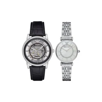 EMPORIO ARMANI Wrist Watch Automatic Mechanical Movement Leather Watch Bands Cut Out Dial Men's