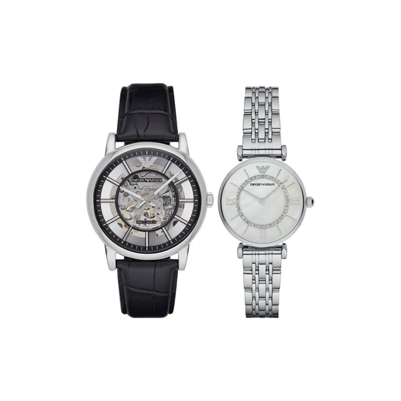 EMPORIO ARMANI Wrist Watch Automatic Mechanical Movement Leather Watch Bands Cut Out Dial Men's-0