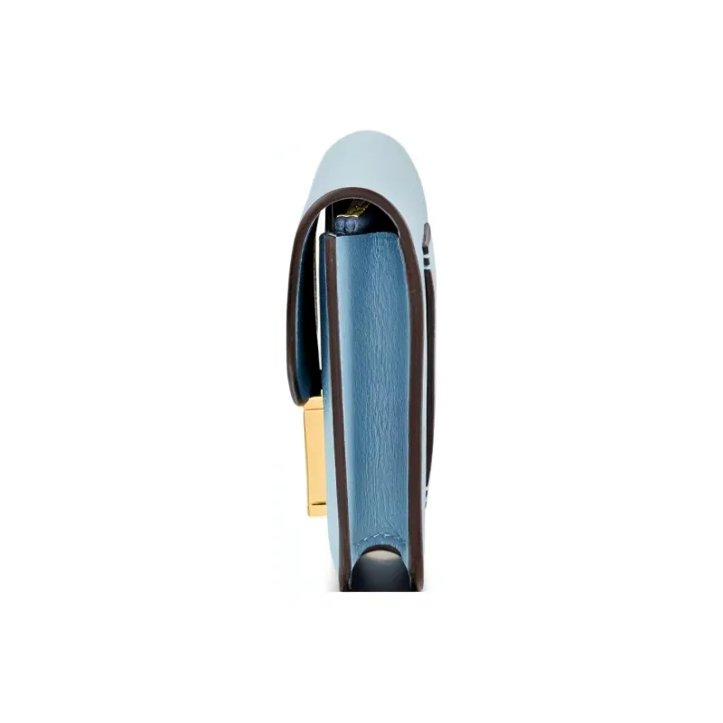 HERMES Constance Slim Evercolor Calfskin Wallet, Card Holder, Fanny Pack Women's J7 Bleu Lin Linen Blue-2