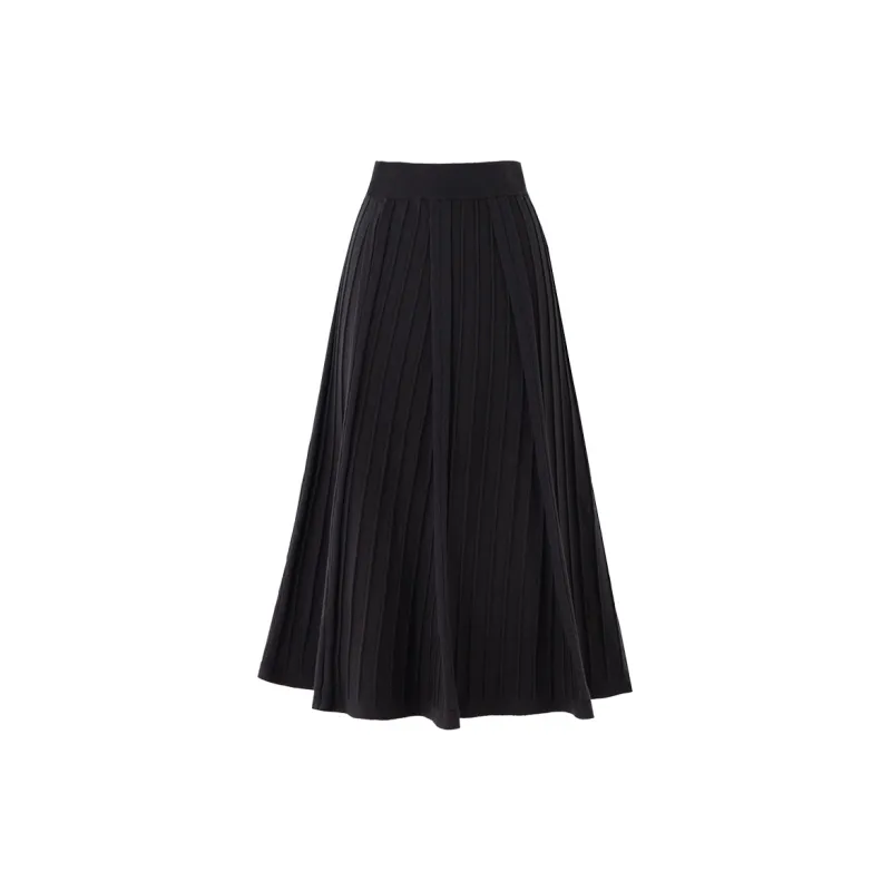 SOON FLOWER Casual Long Skirt Women's Black-1