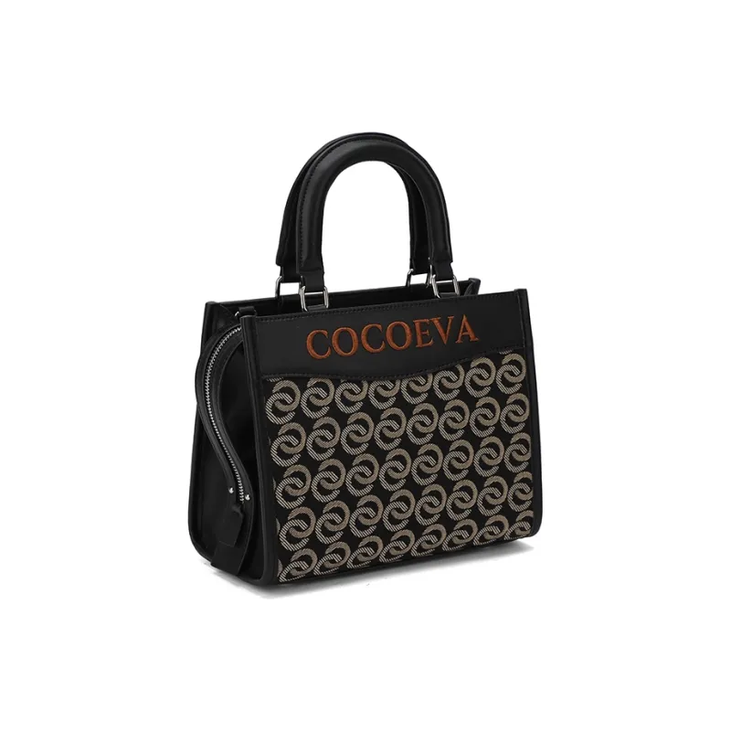 COCOEVA PVC Tote Bag, Commute Bag, One Shoulder Handbag Women's Black-1