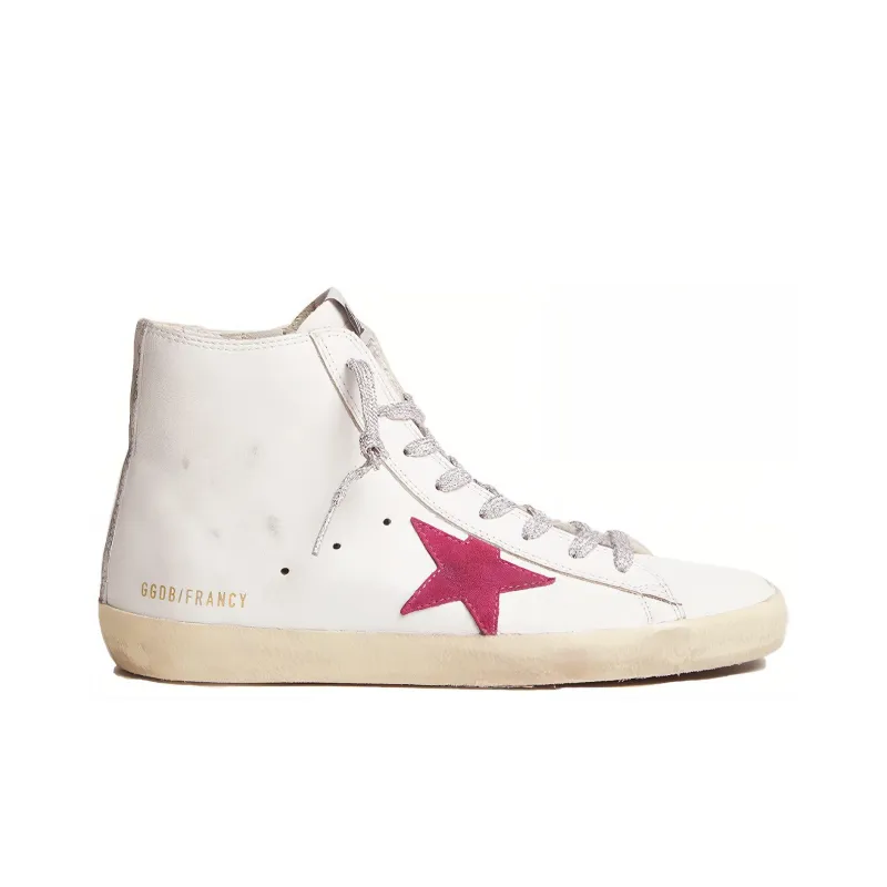 Golden Goose Francy Skateboard Shoes Women's High-Top White/Red-1