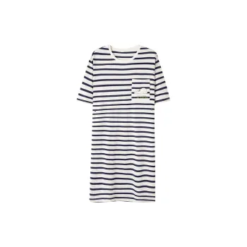 OEING Nightgown Women's Black White Stripes