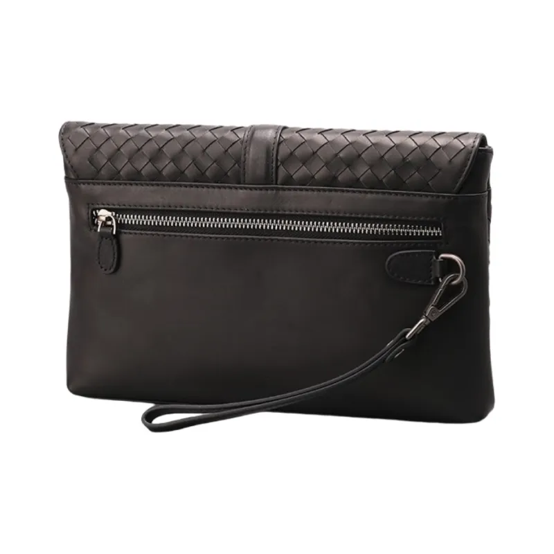 CMLZIUA Top Grain Cow Leather Clutch Unisex Black-1