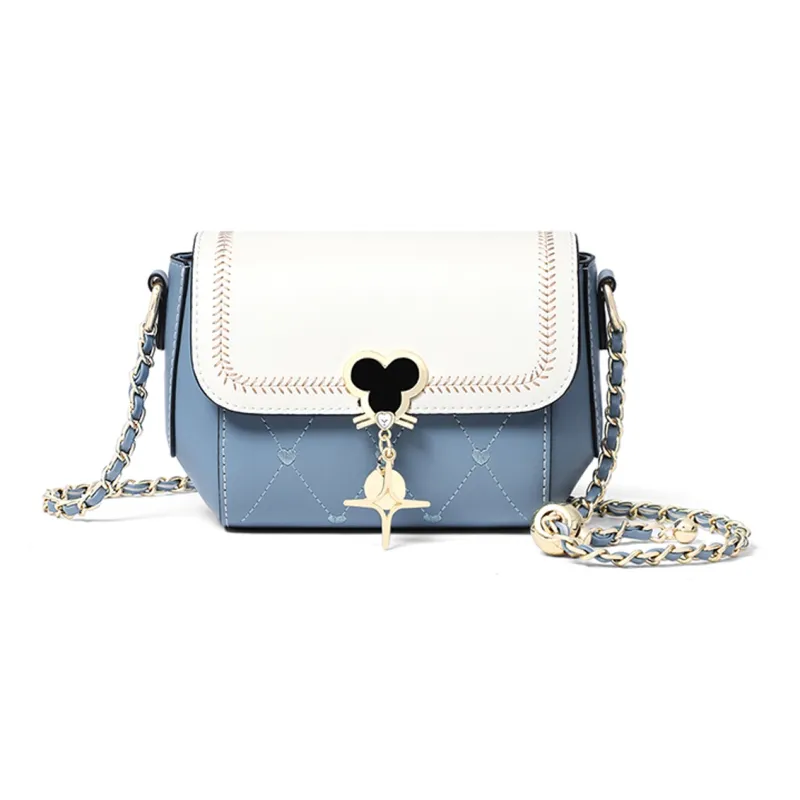 COMELY Cow Leather With Synthetic Leather Chain Bag, Shoulder Bag, Crossbody Bag Women's Light Green/Blue-2