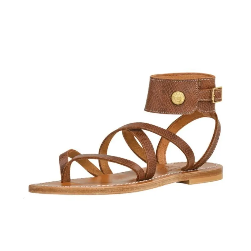 LONGCHAMP One Strap Sandals Women's Brown-3