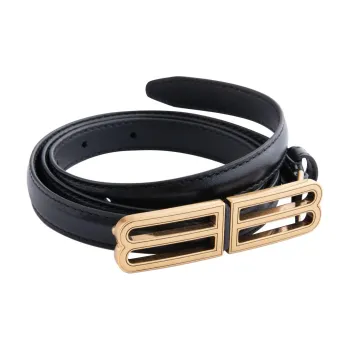 Balenciaga Cow Leather Belts Unisex Black Width 1.5CM