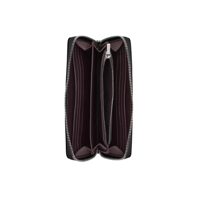 COACH Zip Around Calfskin Wallet Trumpets Women's Silver & Black-1