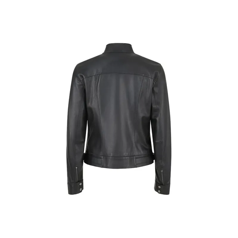 EMPORIO ARMANI SS24 Leather Jacket Women's Black-1