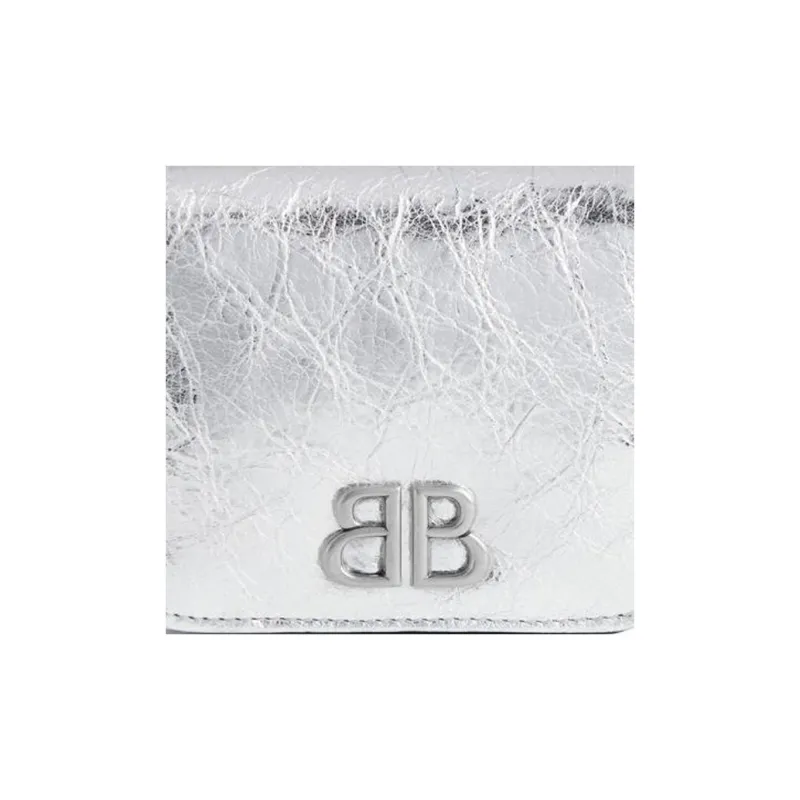Balenciaga Arena Lambskin Wallets Card Holders Women's Silver-3