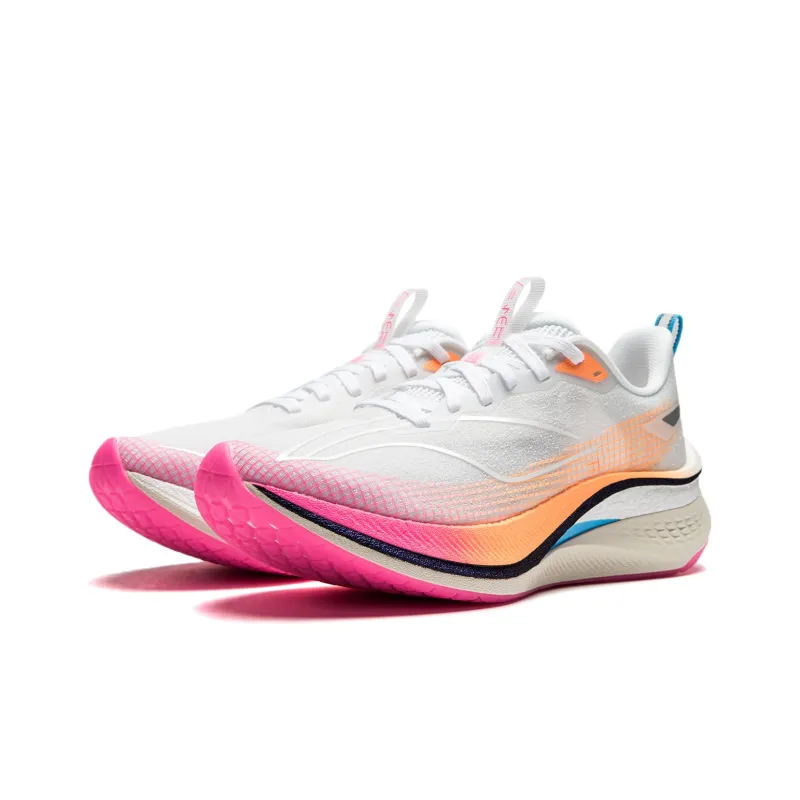 LINING Red Hare 7 Pro Running Shoes Women's Low Top Standard White/Fluorescent Melon Orange-2
