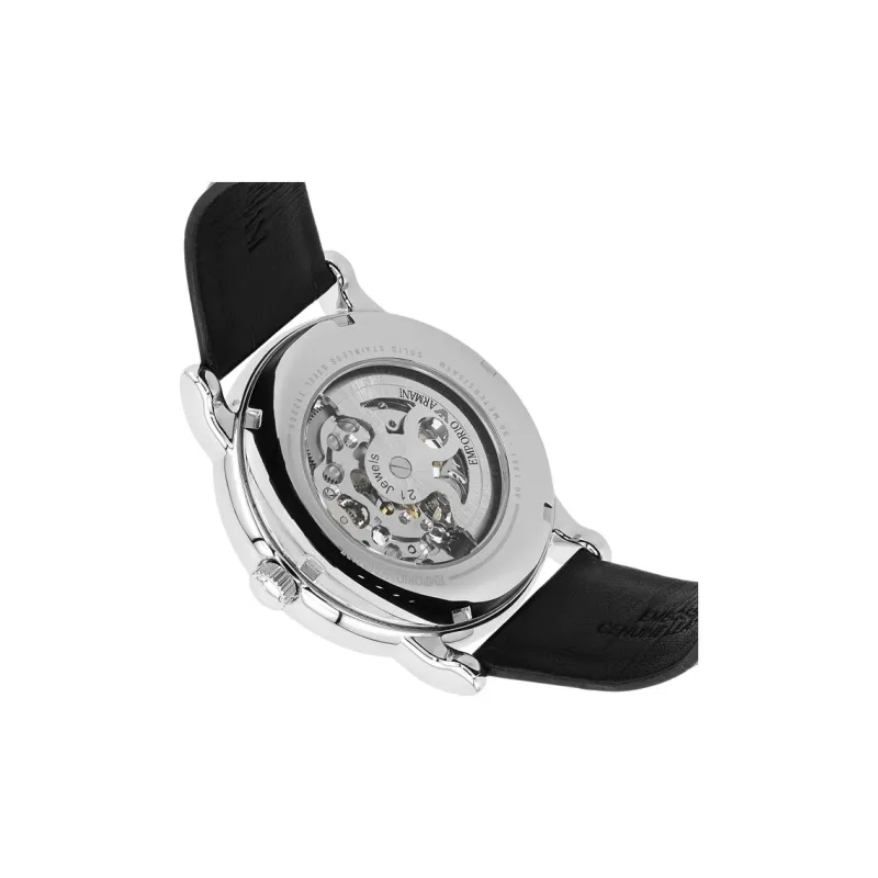 EMPORIO ARMANI Wrist Watch Automatic Mechanical Movement Leather Watch Bands 43mm Silver Dial Unisex-10