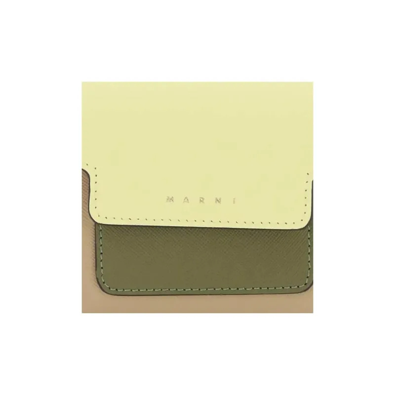 MARNI Leather Wallet Women's Yellow & Green & Beige-4