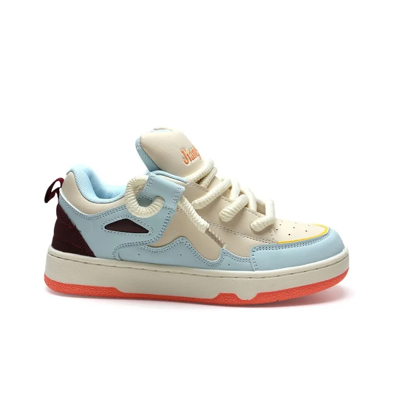 JIANGSHOU Anti-Slip Wear-Resistant Low-Top Skateboard Shoes Unisex Antique Blue-2