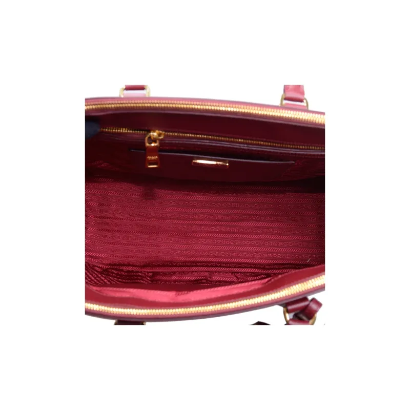 PRADA Cow Leather Handbag Women's Burgundy-4