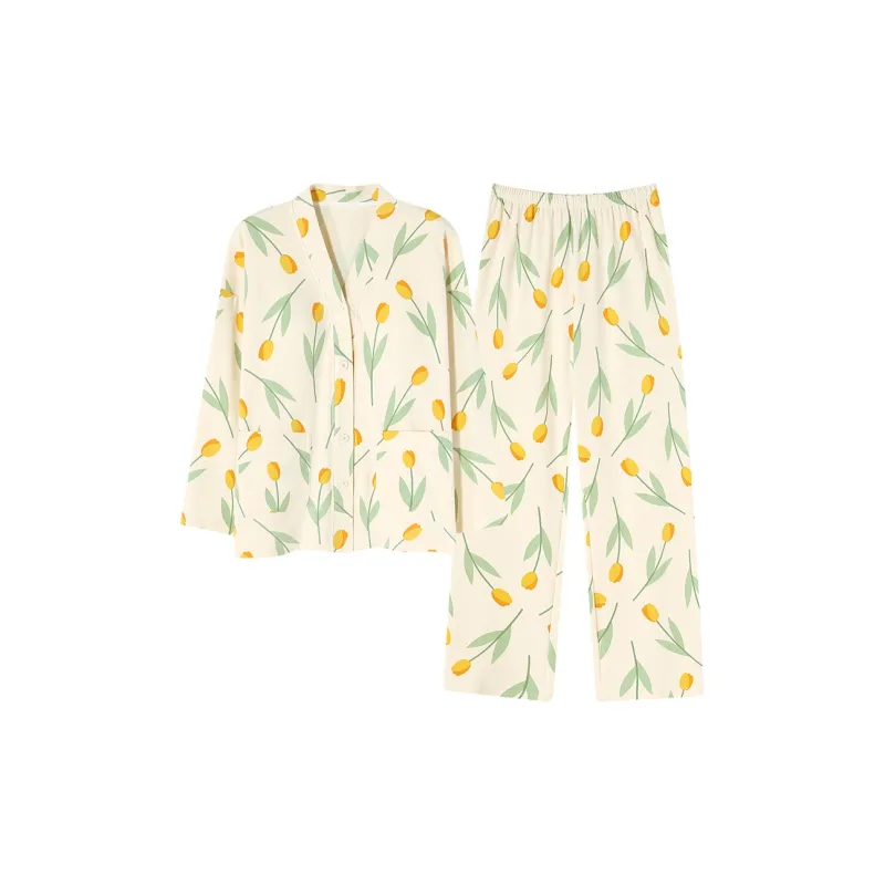 Follow The United States Pajama Set Women's Light Yellow-0