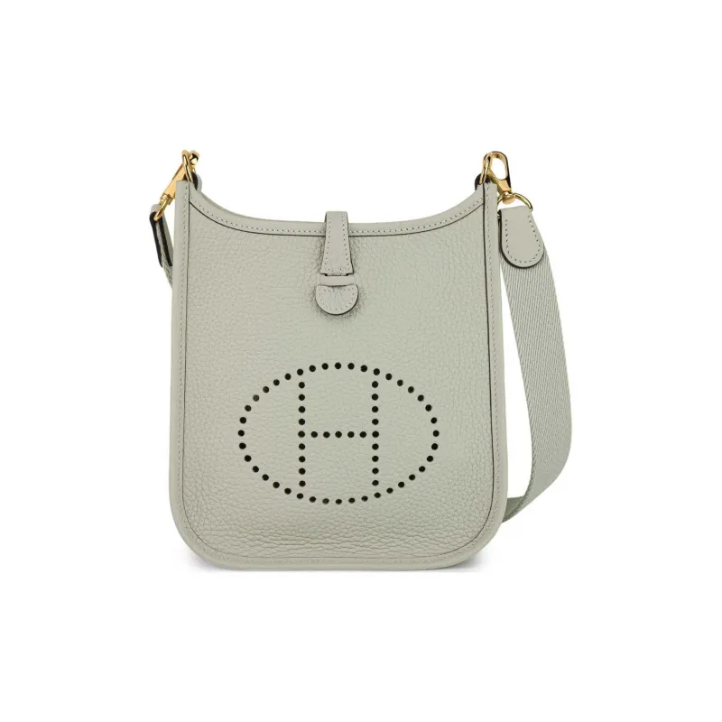 HERMES Evelyne Clemence Leather Ivorie Shoulder Bag Crossbody Bag Mini Women's Ice Crystal Gray-1