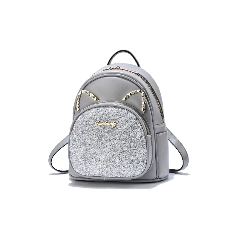 Weymond Soft Leather Backpack Women's Black/White/Gray-9