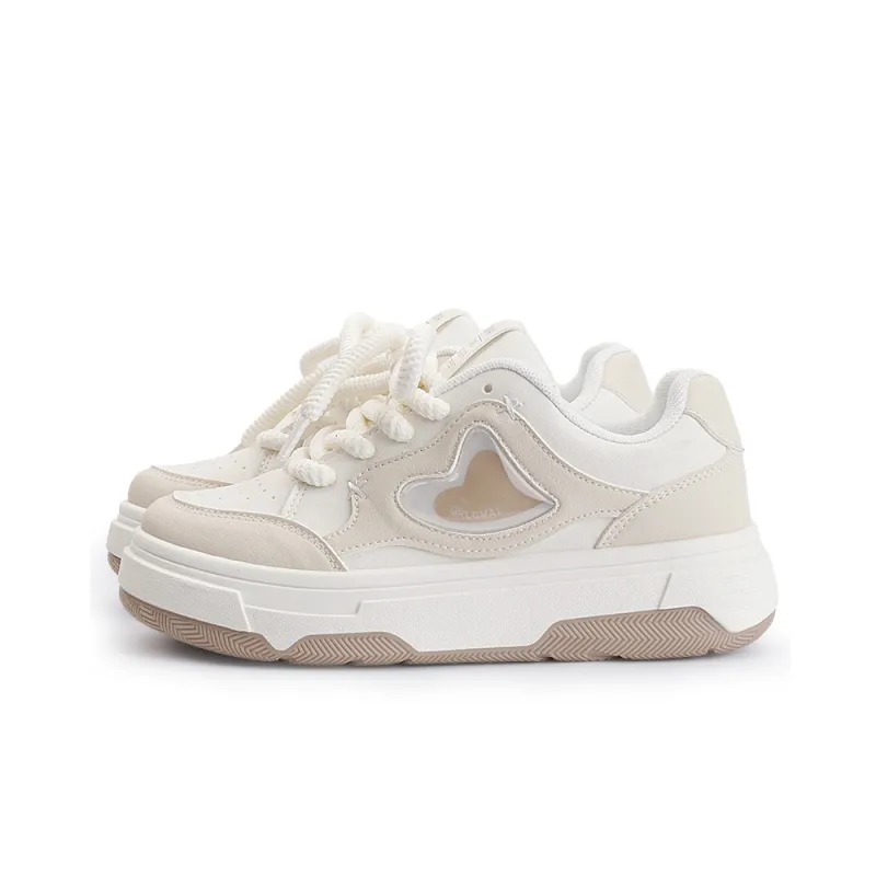 Miss Zhang Cushioning Height Increasing Low-Top Skateboard Shoes Women's White Silver-11