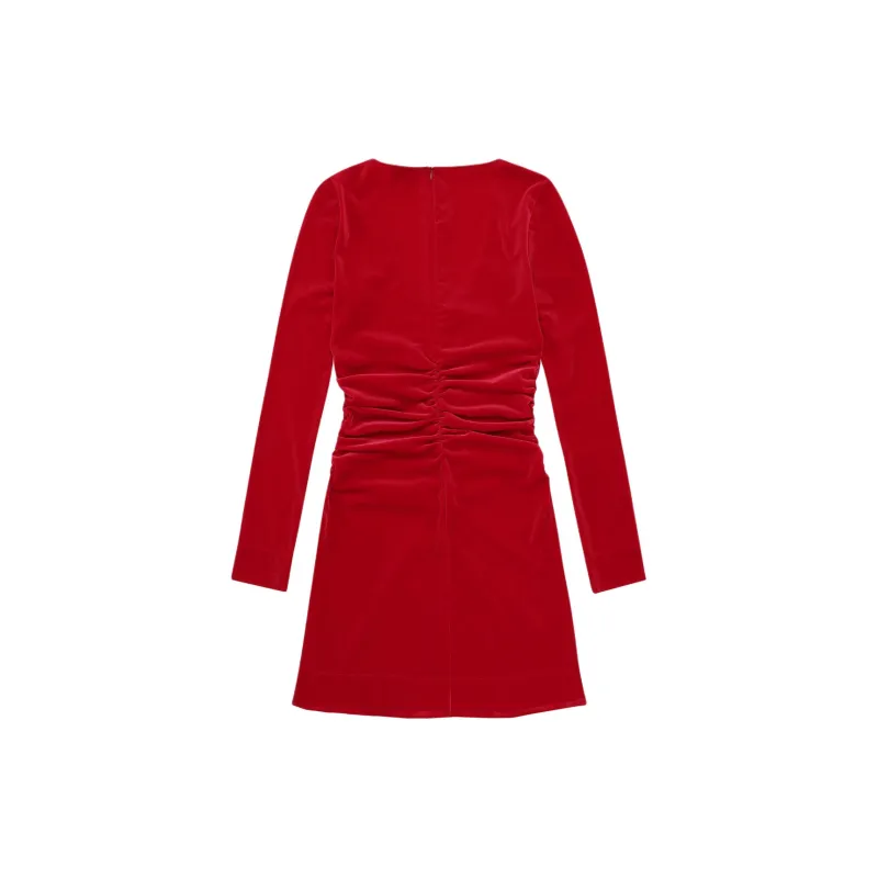 GANNI Velvet Ruched Mini Dress-1