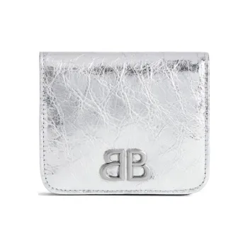Balenciaga Arena Lambskin Wallets Card Holders Women's Silver