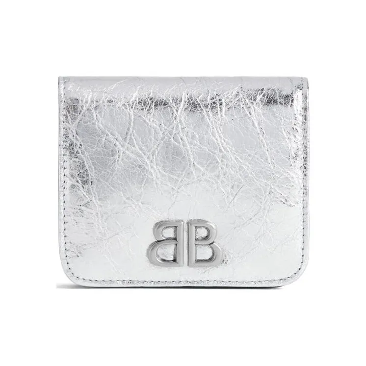 Balenciaga Arena Lambskin Wallets Card Holders Women's Silver-0