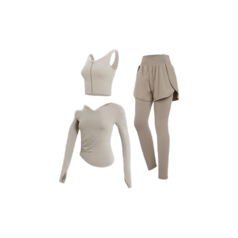 SINGLELADY Yoga Sets Polyester Indoor Yoga Pilates Running Fitness Purple Black Dusty Pink Khaki-2