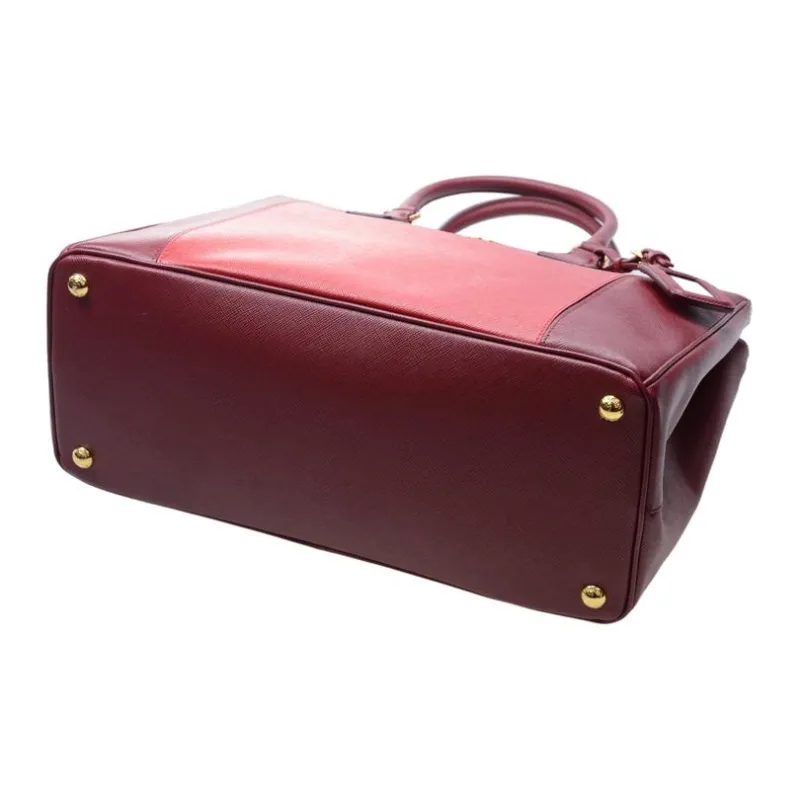 PRADA Cow Leather Handbag Women's Burgundy-3