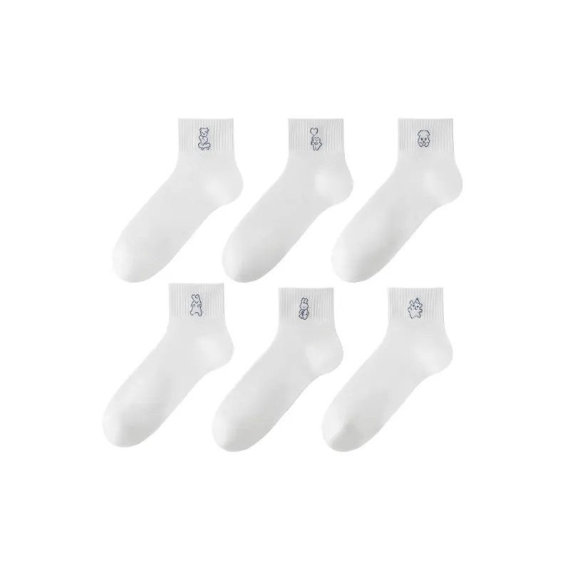 H YXIANG Ankle Socks Women's 6 Pack White-0
