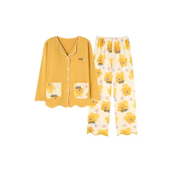 Follow The United States Pajama Set Women's Floral Yellow