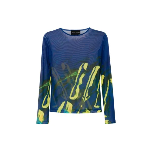 LOUISA BALLOU Graphic-print Sheer Mesh Top