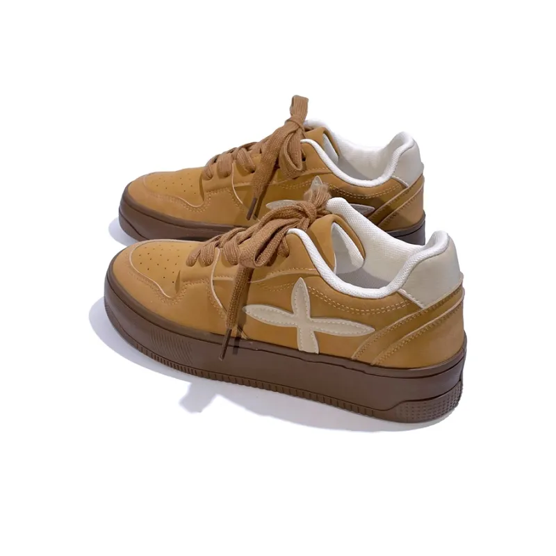 Mengsai Abrasion Resistant Slip Resistant Low Top Skateboard Shoes Unisex Ginger Yellow-2