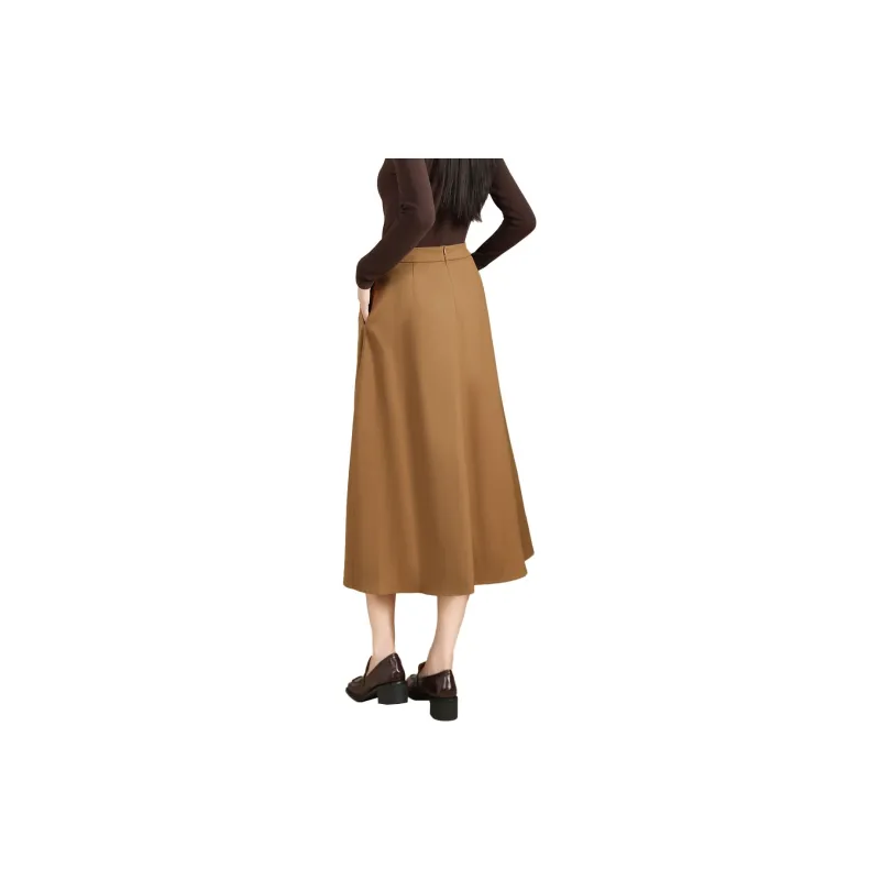 SMEN Casual Long Skirts Women's Khaki-1