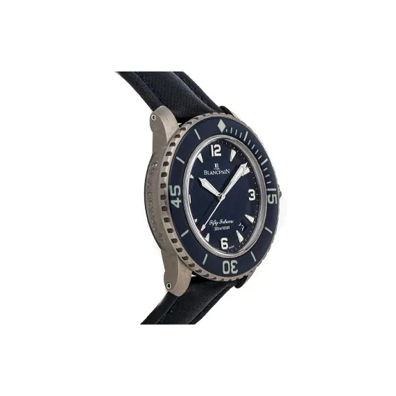 BLANCPAIN FIFTY FATHOMS Automatic Mechanical Movement Men's Watch 45mm Black Dial Titanium Watch Case Fabric Strap-4