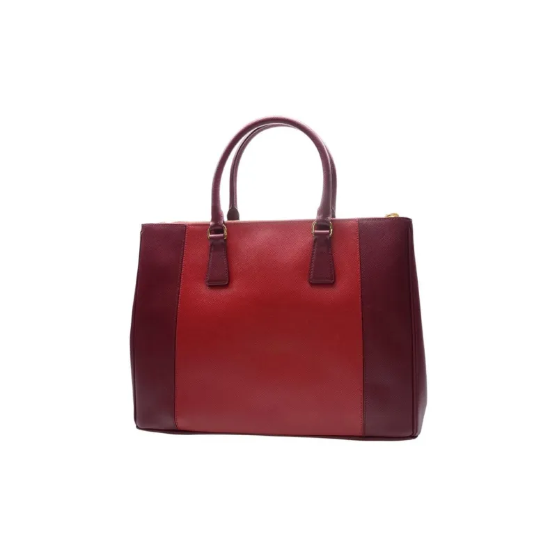 PRADA Cow Leather Handbag Women's Burgundy-2