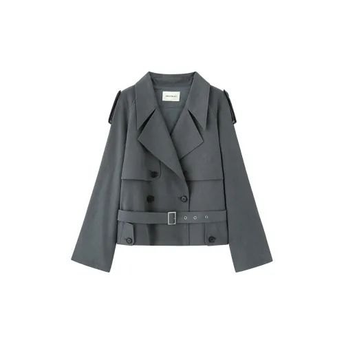 ZHOUMIAO Trench Coats Women's Olive Gray