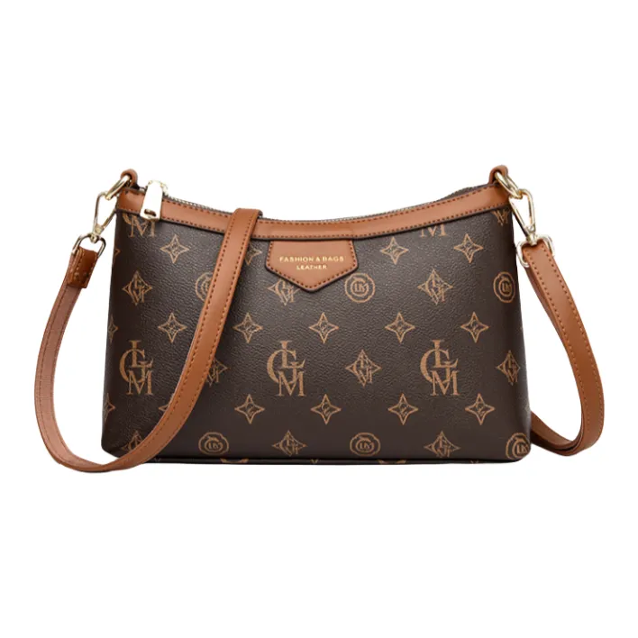 JIEXINI High quality Fabric Underarm Crossbody Bag, Shoulder Bag Women's Letter Brown/Khaki/Coffee-6