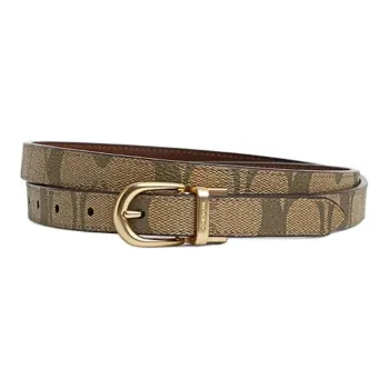 COACH Cow Leather Leather Belts Women's Green Width 1.8CM