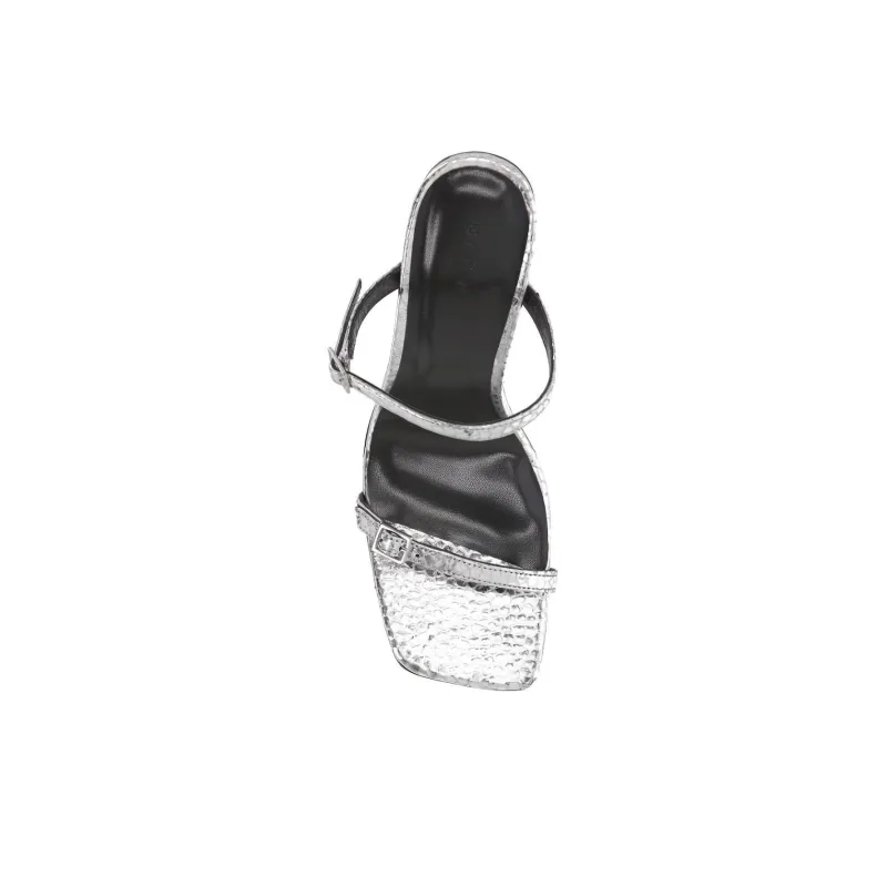 By Far Flick 90mm Metallic Leather Sandals-2