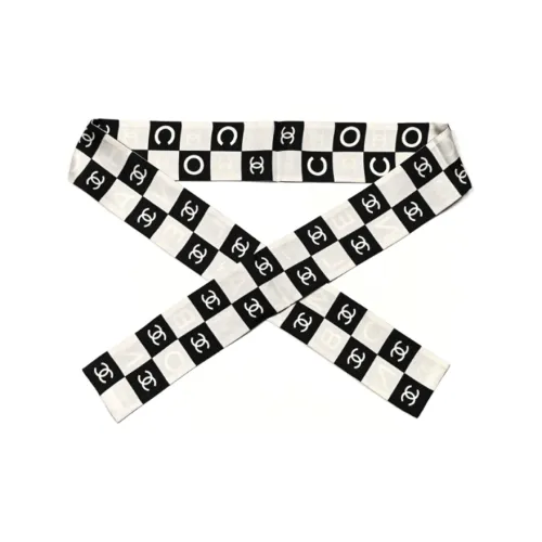 CHANEL Silk Scarves Women's Black
