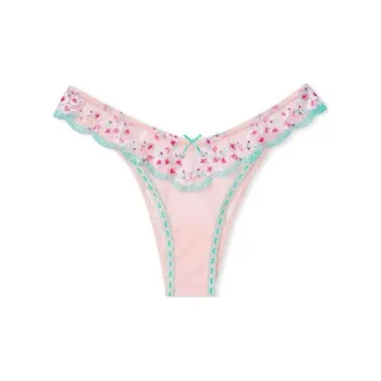 VICTORIA'S SECRET Underpants Women's 1 Pack Light Pink Floral Embroidery