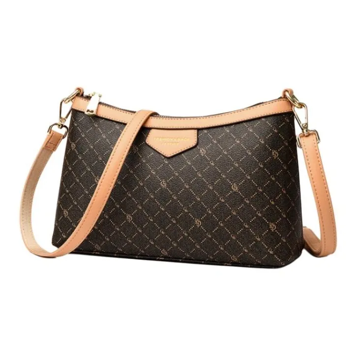 JIEXINI High quality Fabric Underarm Crossbody Bag, Shoulder Bag Women's Letter Brown/Khaki/Coffee-0