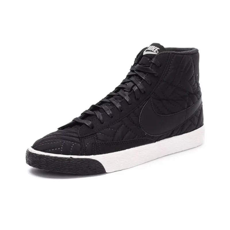 Nike Blazer Mid Premium Cushioning Wear Resistant Mid Top Skateboard Shoes GS Black White-2