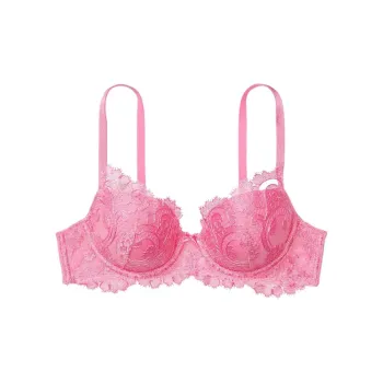 Victoria's Secret DREAM ANGELS Collection 8752 Embroidered Lightly Lined Demi Bra Women's 1 Pack Peach Pink