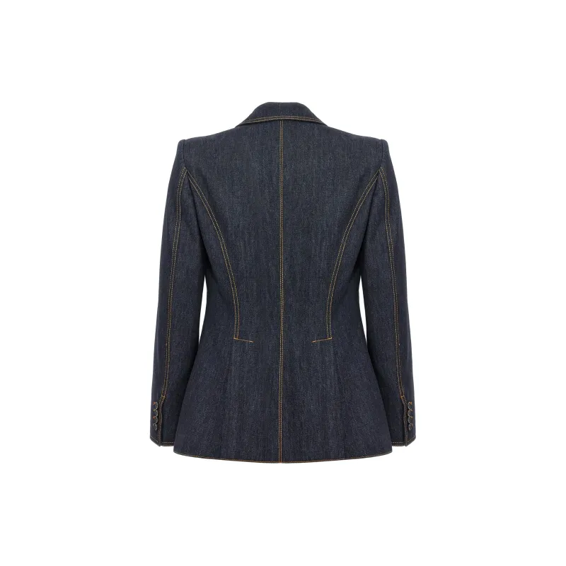 Alexander McQueen Single-Breasted Denim Blazer-1