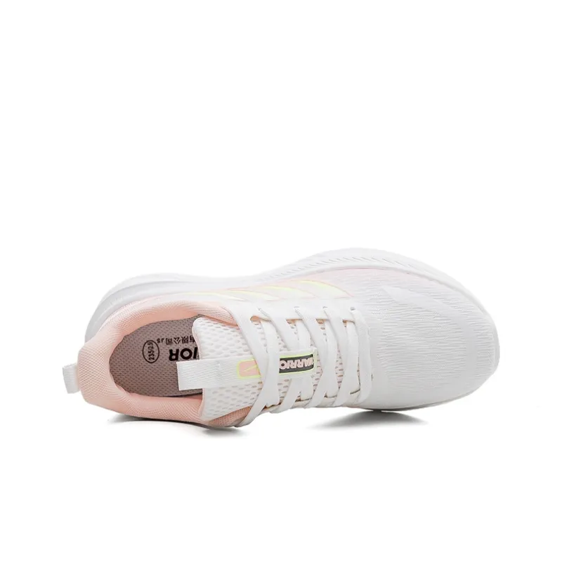 Warrior Durable Breathable Lightweight Low-Top Running Shoes Women's White Pink-3